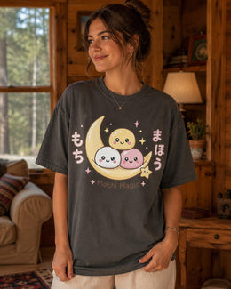 Mochi Magic Shirt, Cute Kawaii Moon Dessert Tee, Japanese Comfort Colors T-Shirt, Pastel Foodie Gift