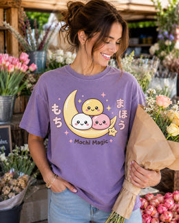 Mochi Magic Shirt, Cute Kawaii Moon Dessert Tee, Japanese Comfort Colors T-Shirt, Pastel Foodie Gift