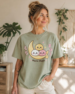 Mochi Magic Shirt, Cute Kawaii Moon Dessert Tee, Japanese Comfort Colors T-Shirt, Pastel Foodie Gift