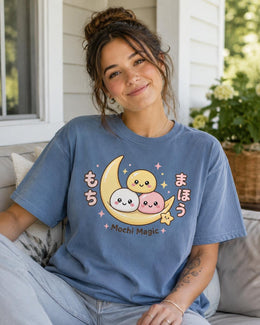 Mochi Magic Shirt, Cute Kawaii Moon Dessert Tee, Japanese Comfort Colors T-Shirt, Pastel Foodie Gift