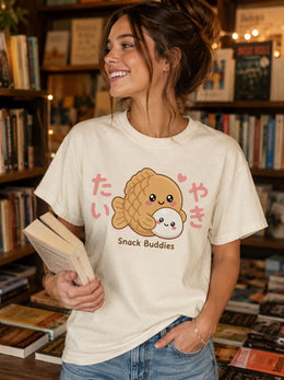 Snack Buddies Shirt, Cute Kawaii Taiyaki Mochi Tee, Japanese Dessert Comfort Colors T-Shirt, Sweet Foodie Gift