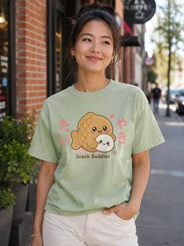 Snack Buddies Shirt, Cute Kawaii Taiyaki Mochi Tee, Japanese Dessert Comfort Colors T-Shirt, Sweet Foodie Gift