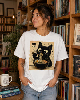 Black Cat Ramen Shirt, Cute Kawaii Noodle Tee, Japanese Food Comfort Colors T-Shirt, Ramen Cat Lover Gift