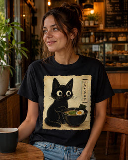 Black Cat Ramen Shirt, Cute Kawaii Noodle Tee, Japanese Food Comfort Colors T-Shirt, Ramen Lover Gift
