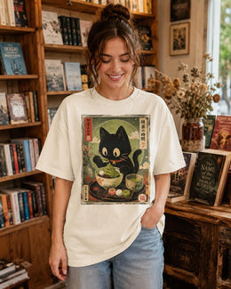 Matcha Cat Shirt, Cute Black Cat Japanese Dessert Tee, Kawaii Comfort Colors T-Shirt, Green Tea Lover Gift