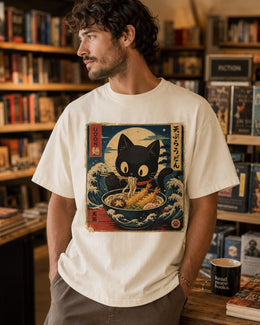 Udon Cat Shirt, Cute Black Cat Japanese Noodle Tee, Kawaii Comfort Colors T-Shirt, Foodie Cat Lover Gift