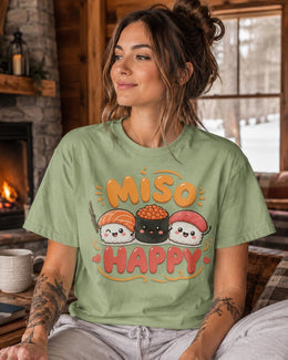 Miso Happy Sushi Shirt, Cute Kawaii Sushi Tee, Japanese Food Comfort Colors T-Shirt, Sushi Lover Gift