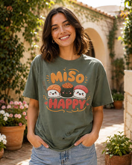 Miso Happy Sushi Shirt, Cute Kawaii Sushi Tee, Japanese Food Comfort Colors T-Shirt, Sushi Lover Gift