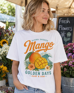 Mango Shirt, Tropical Fruit Beach Tee, Golden Days Comfort Colors T-Shirt, Aloha Summer Vacation Gift