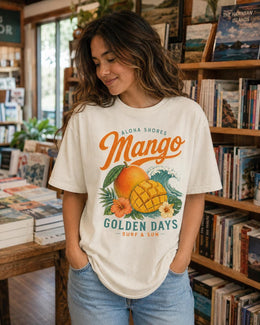 Mango Shirt, Tropical Fruit Beach Tee, Golden Days Comfort Colors T-Shirt, Aloha Summer Vacation Gift