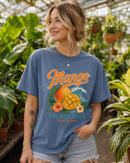Mango Shirt, Tropical Fruit Beach Tee, Golden Days Comfort Colors T-Shirt, Aloha Summer Vacation Gift