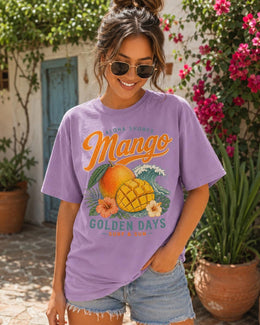 Mango Shirt, Tropical Fruit Beach Tee, Golden Days Comfort Colors T-Shirt, Aloha Summer Vacation Gift