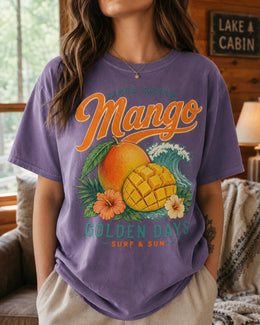 Mango Shirt, Tropical Fruit Beach Tee, Golden Days Comfort Colors T-Shirt, Aloha Summer Vacation Gift