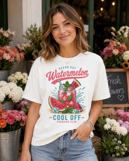 Watermelon Shirt, Beach Day Summer Tee, Cool Off Comfort Colors T-Shirt, Tropical Vacation Gift