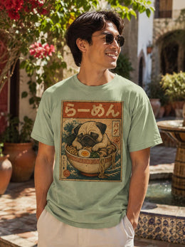Sleepy Pug Ramen Shirt, Cute Japanese Noodle Dog Tee, Comfort Colors T-Shirt, Pug Lover Gift