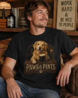 Paws And Pints Shirt, Golden Retriever Beer Tee, Funny Comfort Colors T-Shirt, Dog Dad Gift