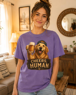 Cheers Human Dog Shirt, Golden Retriever Beer Tee, Funny Comfort Colors T-Shirt, Dog Dad Gift