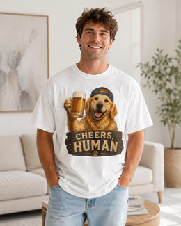 Cheers Human Dog Shirt, Golden Retriever Beer Tee, Funny Comfort Colors T-Shirt, Dog Dad Gift