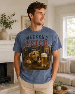 Weekend Fetch Dog Shirt, Golden Retriever Beer Tee, Funny Comfort Colors T-Shirt, Dog Dad Gift