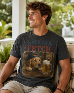 Weekend Fetch Dog Shirt, Golden Retriever Beer Tee, Funny Comfort Colors T-Shirt, Dog Dad Gift