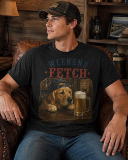 Weekend Fetch Dog Shirt, Golden Retriever Beer Tee, Funny Comfort Colors T-Shirt, Dog Dad Gift