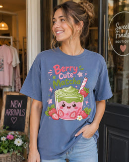 Berry Cute Matcha Shirt, Cute Strawberry Matcha Tee, Kawaii Comfort Colors T-Shirt, Cafe Lover Gift