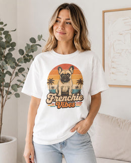 Frenchie Vibes Shirt, French Bulldog Retro Beach Tee, Comfort Colors T-Shirt, Frenchie Lover Gift