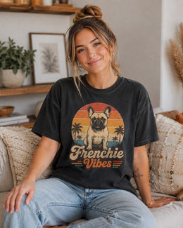 Frenchie Vibes Shirt, French Bulldog Retro Beach Tee, Comfort Colors T-Shirt, Frenchie Lover Gift