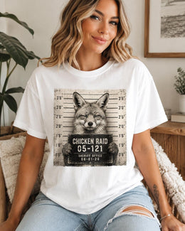 Chicken Raid Fox Shirt, Funny Fox Mugshot Tee, Cute Animal Comfort Colors T-Shirt, Fox Lover Gift