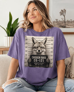 Chicken Raid Fox Shirt, Funny Fox Mugshot Tee, Cute Animal Comfort Colors T-Shirt, Fox Lover Gift