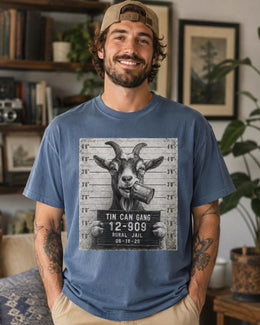 Tin Can Gang Goat Shirt, Funny Goat Mugshot Tee, Cute Farm Animal Comfort Colors T-Shirt, Goat Lover Gift