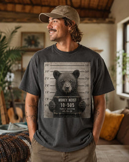 Honey Heist Bear Shirt, Funny Bear Cub Mugshot Tee, Cute Animal Comfort Colors T-Shirt, Bear Lover Gift