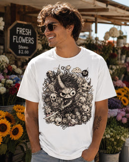 Spooky Oni Warrior Shirt, Creepy Cute Samurai Tee, Dark Fantasy Comfort Colors T-Shirt, Anime Halloween Gift