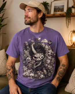 Spooky Oni Warrior Shirt, Creepy Cute Samurai Tee, Dark Fantasy Comfort Colors T-Shirt, Anime Halloween Gift
