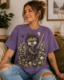 Spooky Mummy Warrior Shirt, Halloween Skeleton Samurai Tee, Dark Fantasy Comfort Colors T-Shirt, Anime Lover Gift