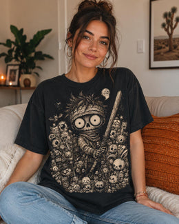 Spooky Mummy Warrior Shirt, Halloween Skeleton Samurai Tee, Dark Fantasy Comfort Colors T-Shirt, Anime Lover Gift