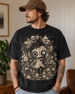 Spooky Voodoo Doll Shirt, Creepy Cute Halloween Tee, Dark Fantasy Comfort Colors T-Shirt, Goth Anime Lover Gift