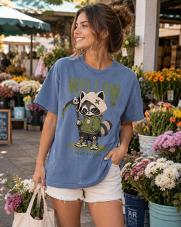 Mellow Raccoon Shirt, Creepy Cute Anime Hoodie Tee, Goth Streetwear Comfort Colors T-Shirt, Spooky Gift