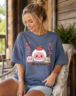 Berry Sweet Shirt, Cute Kawaii Strawberry Mochi Tee, Japanese Dessert Comfort Colors T-Shirt, Sweet Foodie Gift