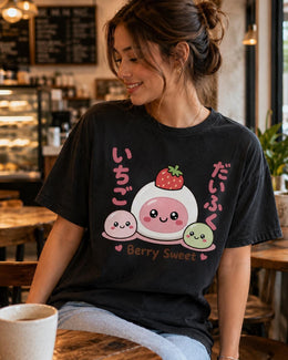 Berry Sweet Shirt, Cute Kawaii Strawberry Mochi Tee, Japanese Dessert Comfort Colors T-Shirt, Sweet Foodie Gift