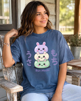 Bun Mochi Shirt, Cute Kawaii Bunny Mochi Tee, Japanese Dessert Comfort Colors T-Shirt, Pastel Foodie Gift