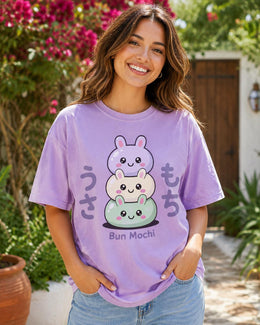 Bun Mochi Shirt, Cute Kawaii Bunny Mochi Tee, Japanese Dessert Comfort Colors T-Shirt, Pastel Foodie Gift