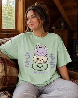 Bun Mochi Shirt, Cute Kawaii Bunny Mochi Tee, Japanese Dessert Comfort Colors T-Shirt, Pastel Foodie Gift