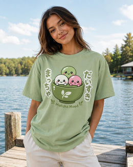 Matcha Mood Shirt, Cute Kawaii Mochi Tee, Japanese Dessert Comfort Colors T-Shirt, Green Tea Foodie Gift