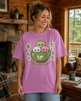Matcha Mood Shirt, Cute Kawaii Mochi Tee, Japanese Dessert Comfort Colors T-Shirt, Green Tea Foodie Gift