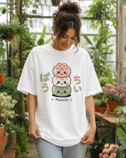 Pawchi Mochi Shirt, Cute Kawaii Paw Dessert Tee, Japanese Comfort Colors T-Shirt, Cat Dog Lover Gift