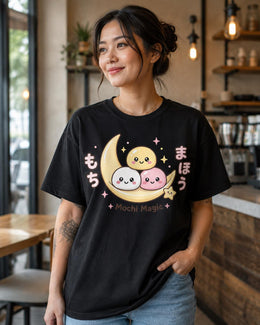 Mochi Magic Shirt, Cute Kawaii Moon Dessert Tee, Japanese Comfort Colors T-Shirt, Pastel Foodie Gift