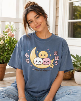 Mochi Magic Shirt, Cute Kawaii Moon Dessert Tee, Japanese Comfort Colors T-Shirt, Pastel Foodie Gift