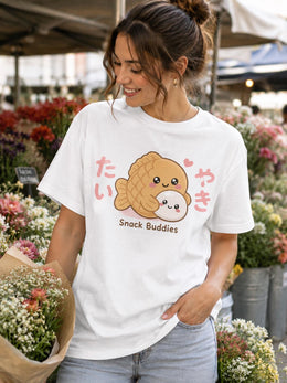 Snack Buddies Shirt, Cute Kawaii Taiyaki Mochi Tee, Japanese Dessert Comfort Colors T-Shirt, Sweet Foodie Gift