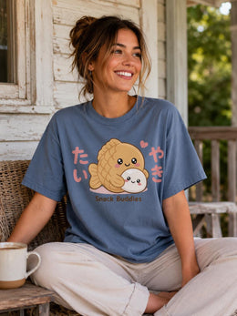 Snack Buddies Shirt, Cute Kawaii Taiyaki Mochi Tee, Japanese Dessert Comfort Colors T-Shirt, Sweet Foodie Gift